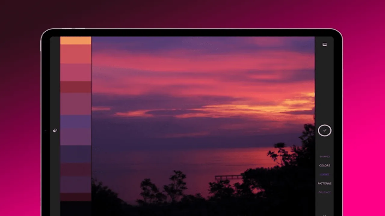 Tablette gün batımı fotoğrafından çıkarılan renk paleti