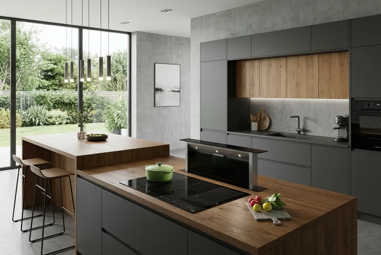 Häfele Concept ankastre set ile tasarlanmış mutfak adası